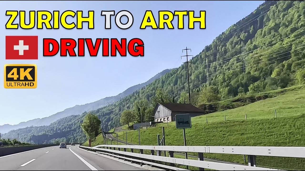 Switzerland Driving: Zurich to Arth (Rigi Kulm Railway Station) Driving Tour 4k Ultra