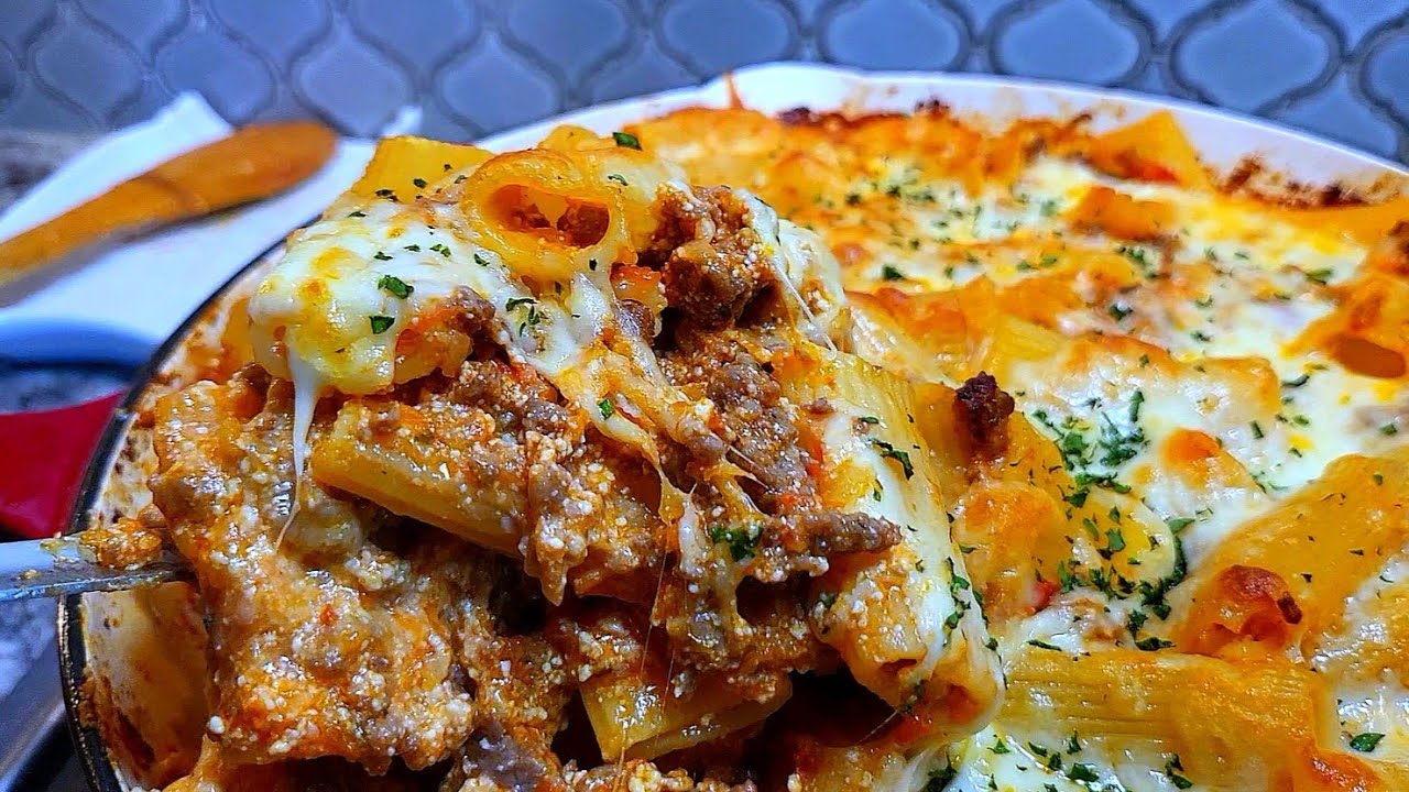 AMAZING Pasta Bake Recipe | Rigatoni with Meat Sauce & Ricotta