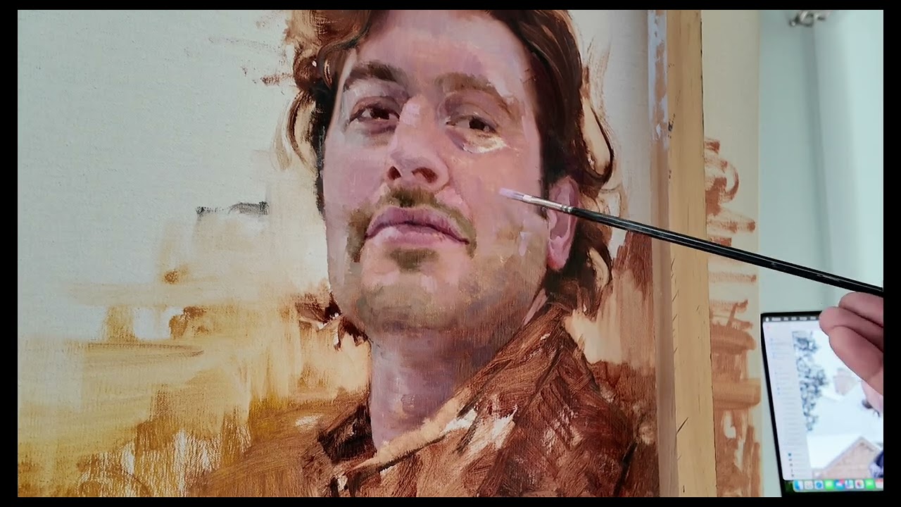 Josh portrait painting , oil colors, painting, oil on Linen.Painting by Ali Hasmut