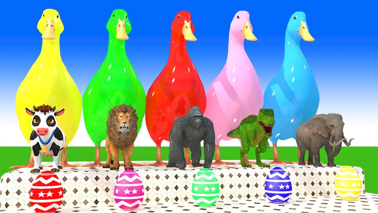 Long Slide Game with Cow Elephant Gorilla Hippopotamus Tiger 3d Animal Game Funny 3d Animals