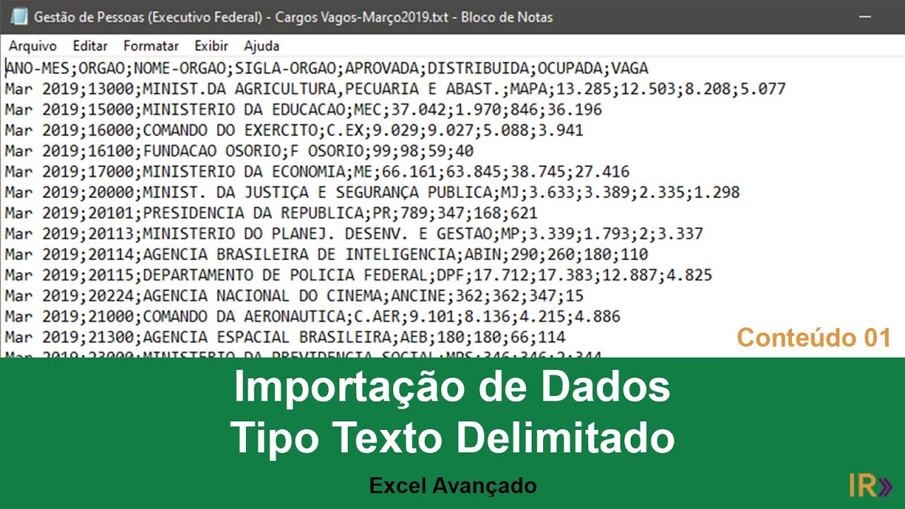 Importação de Texto - Tipo Delimitado