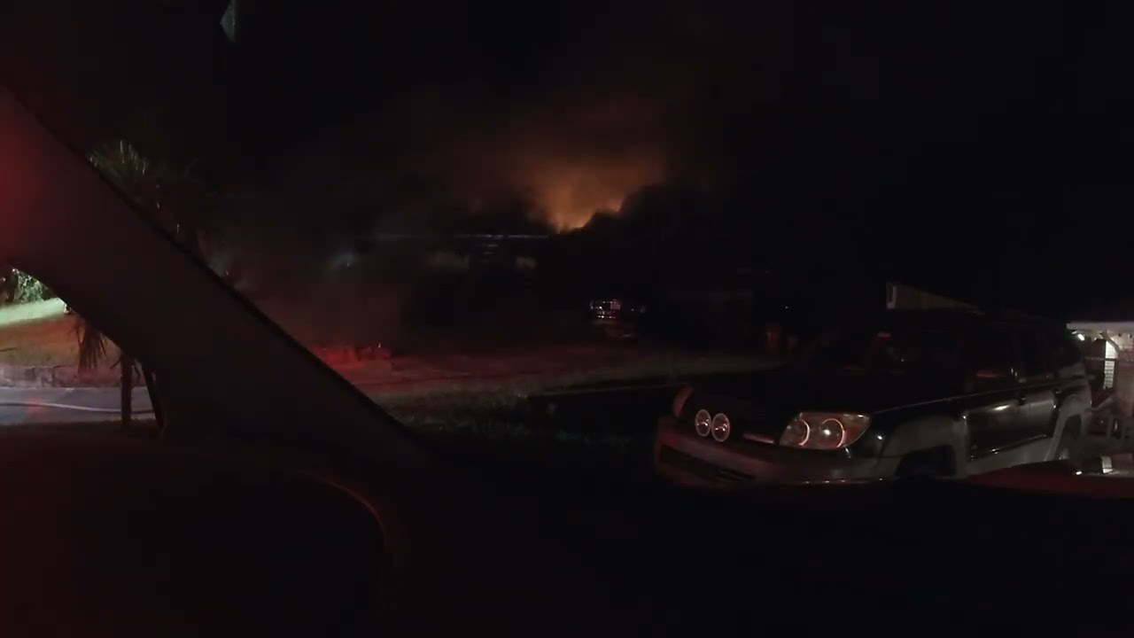 Working House Fire Vertical Ventilation Overnight People Escaped Aerial To The Roof Cut From Ladder