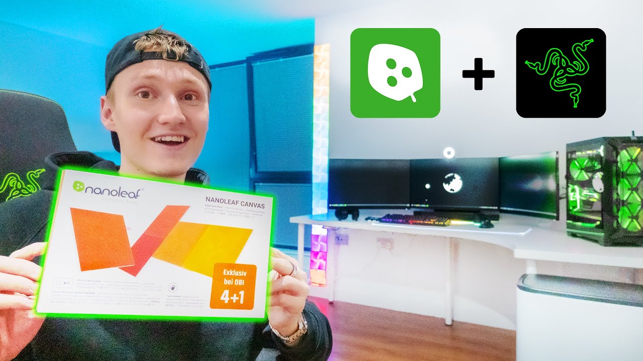 Setting up Nanoleaf Canvas RGB lights + Razer Chroma (RGB Bedroom Tour)