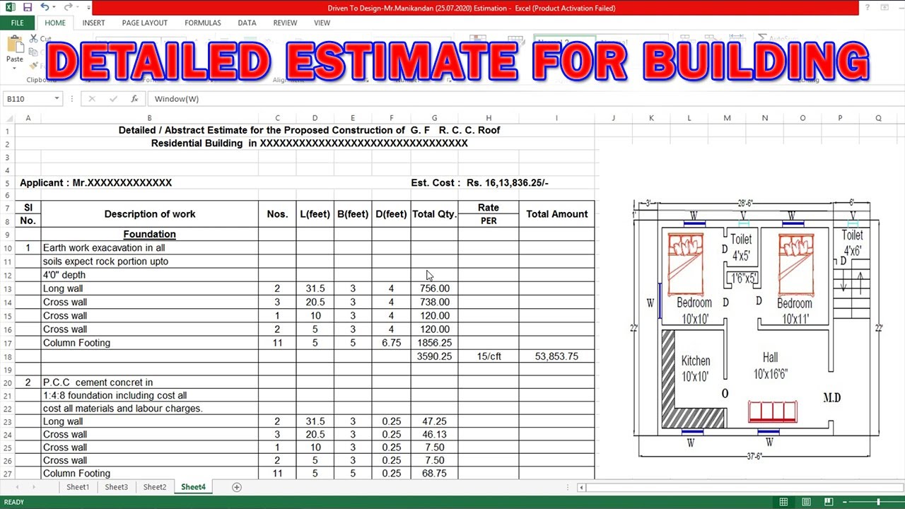 Estimation of Building | Building Estimation and Costing | Estimation and Costing | cost estimation