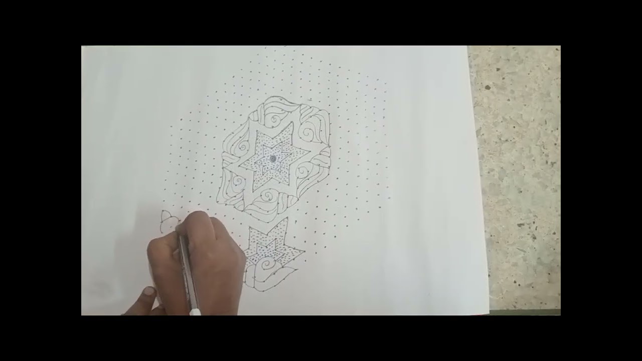 Simple dots rangoli kolam 25*13 middle dots sangu kolam