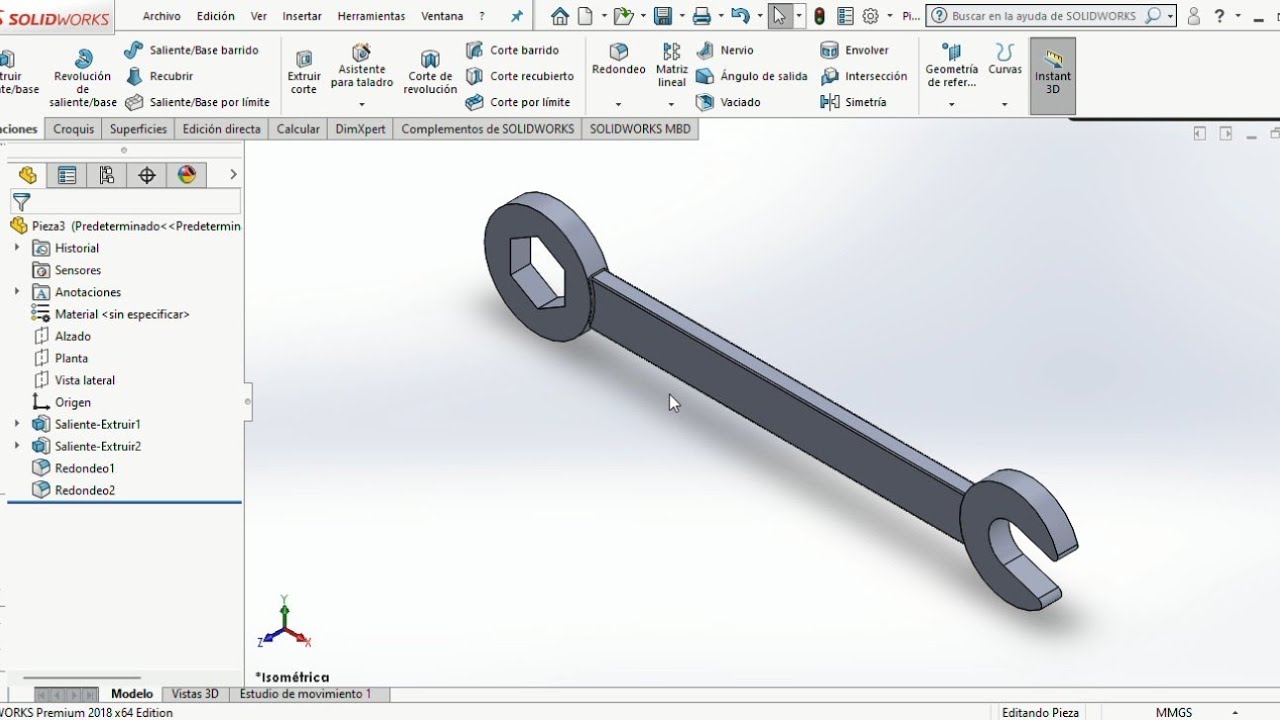 Llave inglesa. Objetos random en Solidworks. #4