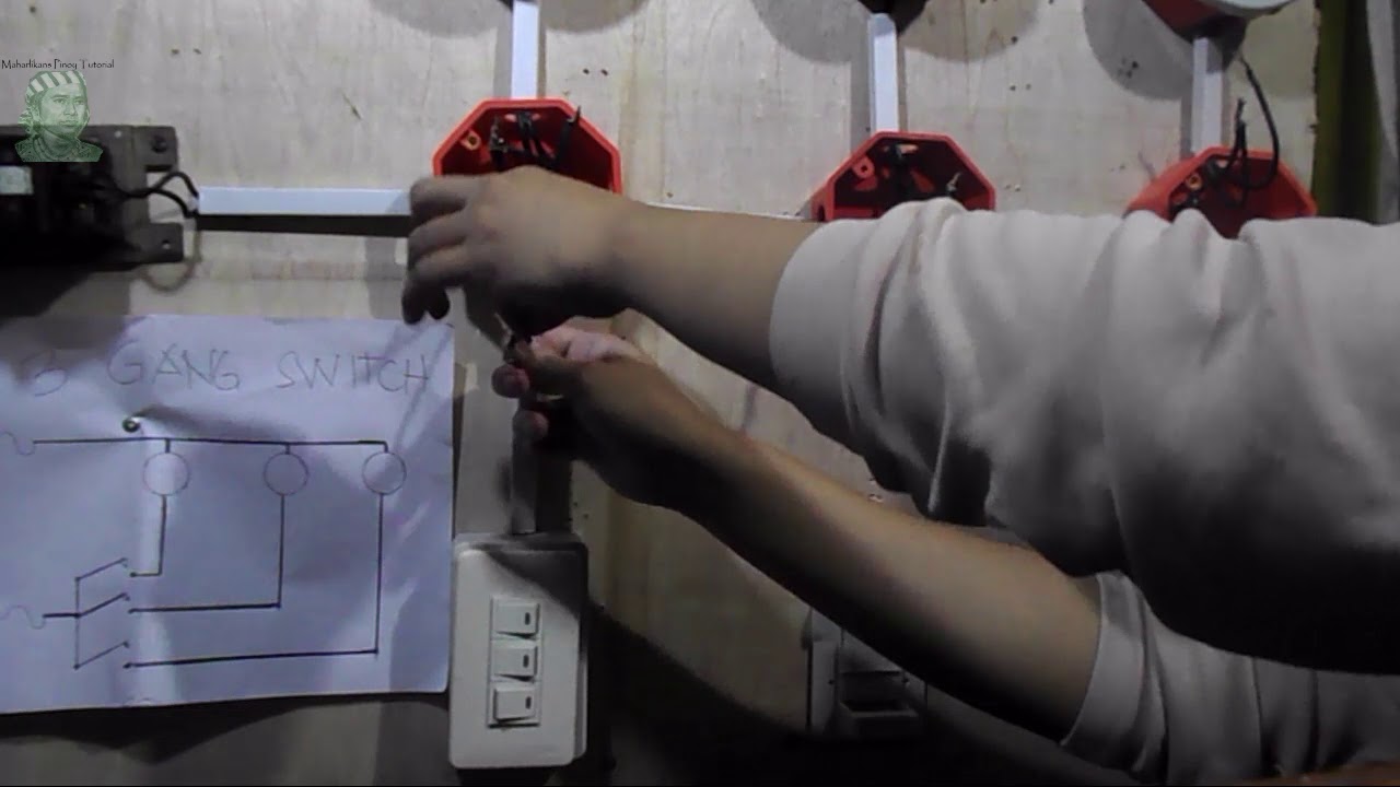 3 Gang Switch wiring (Actual) [Tagalog] (Plastic moulding type installation)
