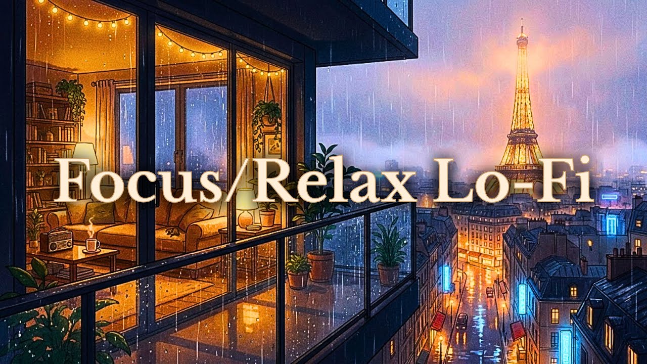 Rainy Paris Lofi 🌧️ Cozy Balcony Nights Over the City | Lofi for Focus & Relax