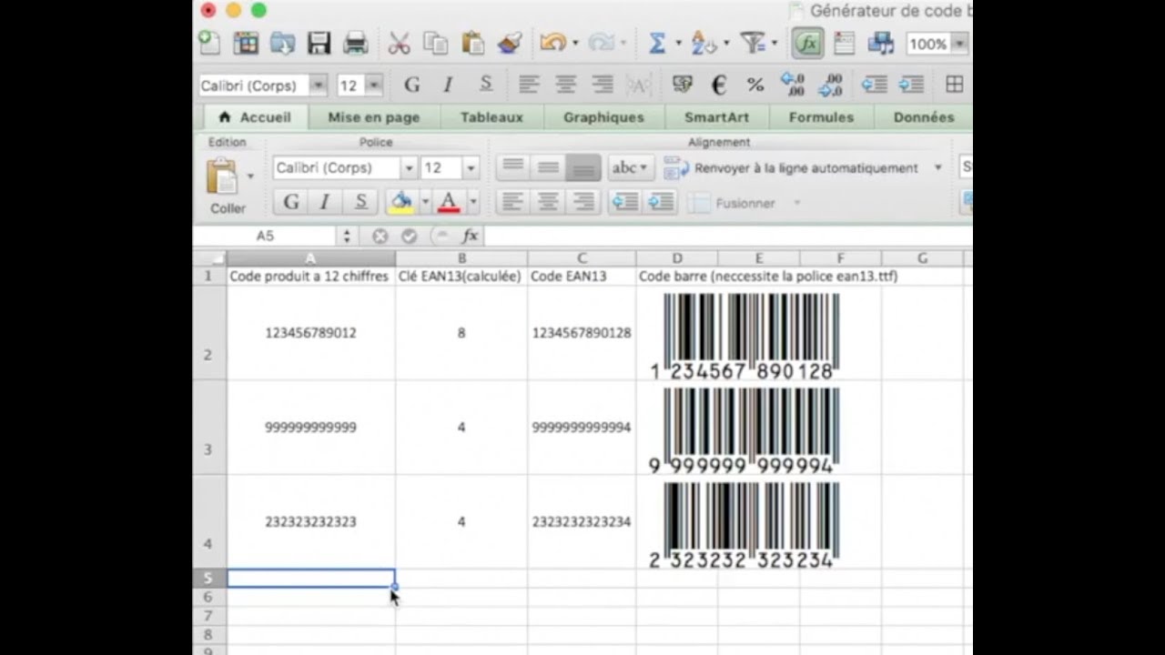 How to make EAN13 Barcode in Excel - ONLY FORMULA - NO MACRO - NO VBA