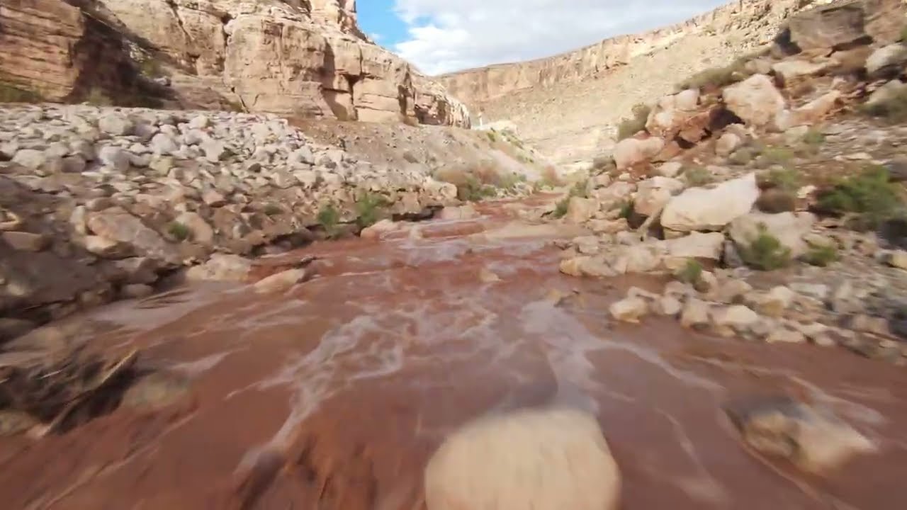 Virgin River drone footage during a monsoon flood