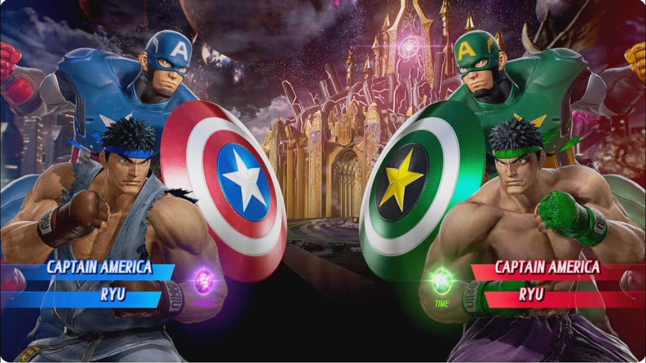 РЮ и Капитан Америка против Зелёного Капитана Америки и РЮ! | MARVEL VS. CAPCOM: INFINITE