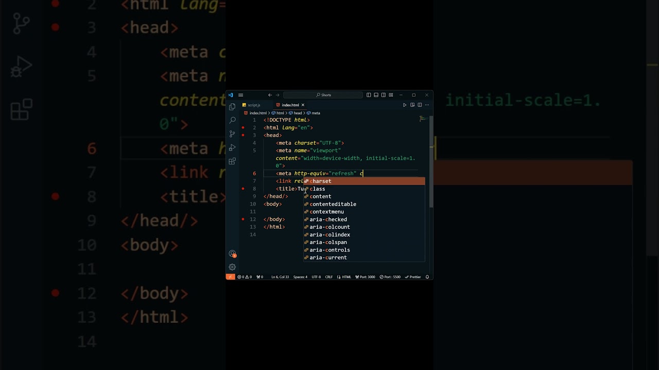 Refresh Meta Tag HTML #html #html5 #webdevelopment