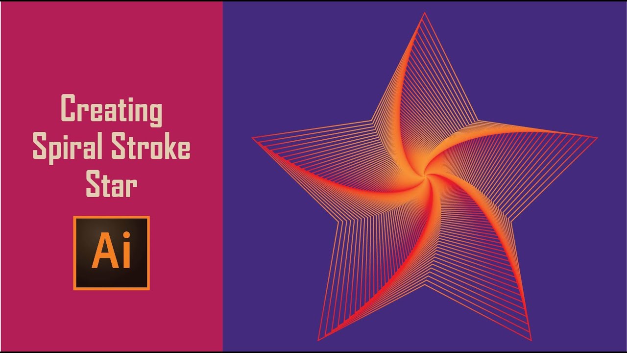 Create spiral stroke star in illustrator | Geometric shape design | Illustrator Tutorial
