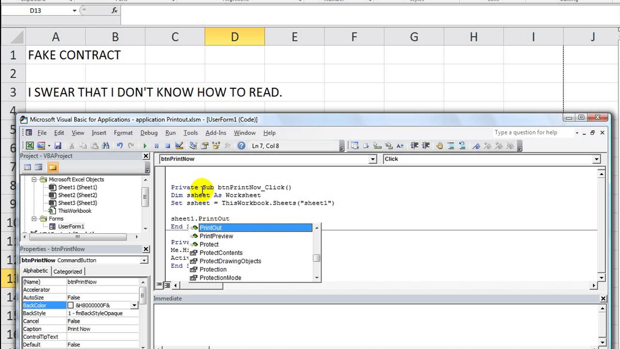 Excel VBA Basics #31 Send Sheets Straight to Printer using PrintOut Method
