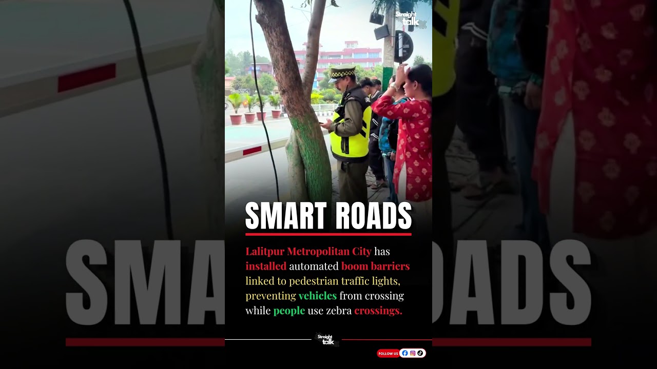 Lalitpur Installs Smart Barriers for Pedestrian Safety 🚦👏 #lalitpur #roadsafety #smartcity #explore