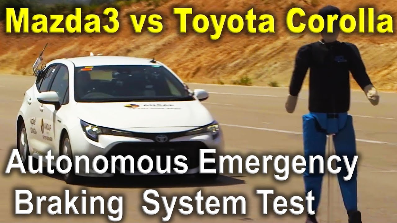 Mazda3 vs Toyota Corolla  Autonomous Emergency Braking System Test, Lane Support Test, AEB Test