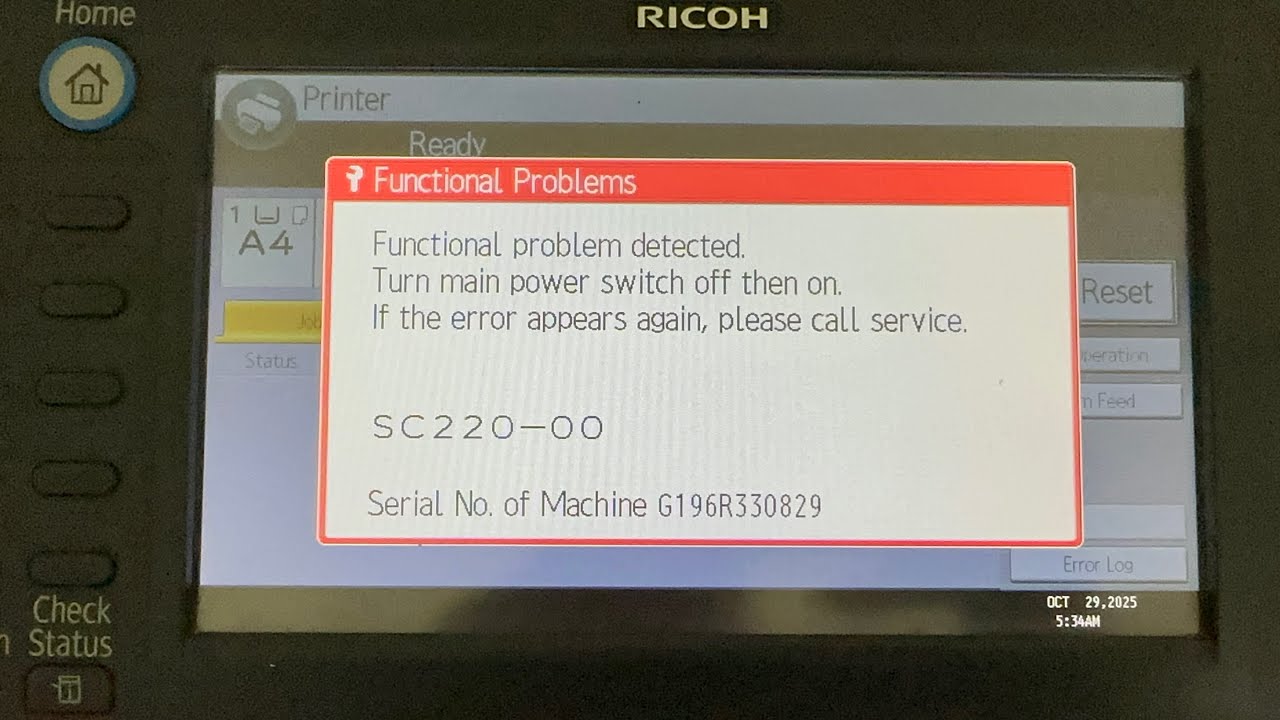 Устранение ошибки Ricoh MP6054 SC-220-00, вызванной влажностью &mdash; простое пошаговое руководство