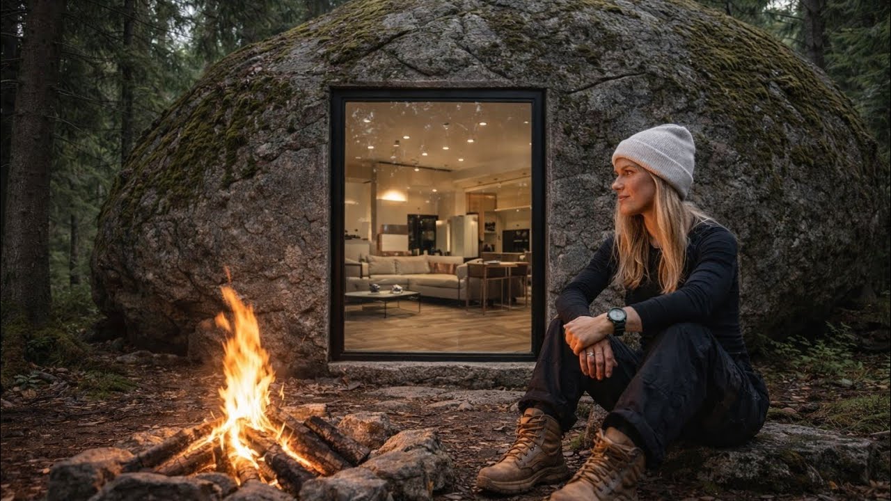 This Girl Build a Modern House in a Solid Rock | Building a House in the Forest ASMR