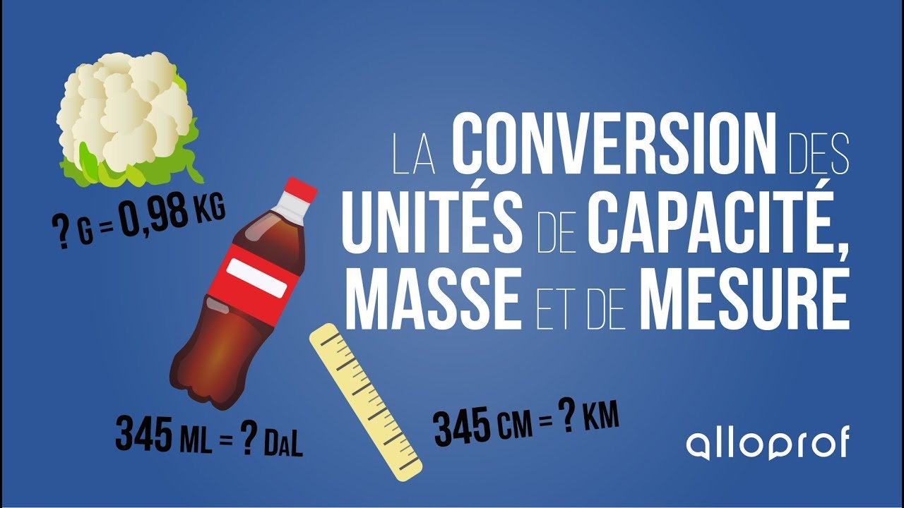 La conversion des unités de capacité, de masse et de mesure | Mathématiques | Alloprof
