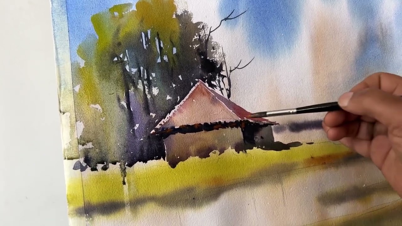 Watercolor landscape painting