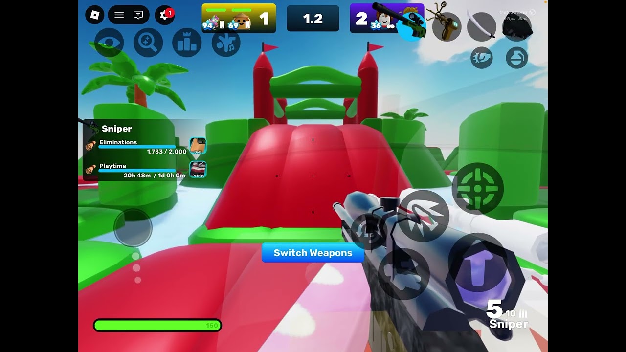 Encountering a fly hacker in Roblox Rivals and somehow sniping him two times