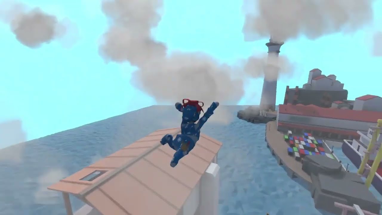 Reaching the hidden boat in Dockyard ~ Human Fall Flat