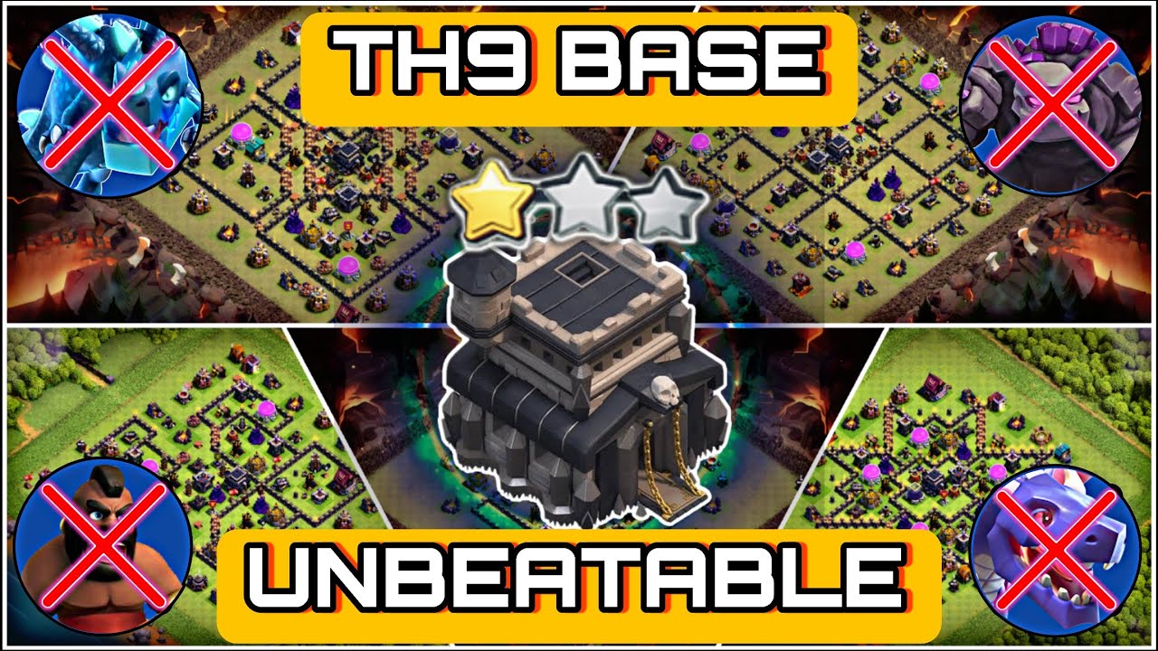 BEST-05 UNBEATABLE TH9 BEST FOR WAR / RANK AND CWL BASE WITH COPY LINKS || TH9 ANTI AIR AND GROUND