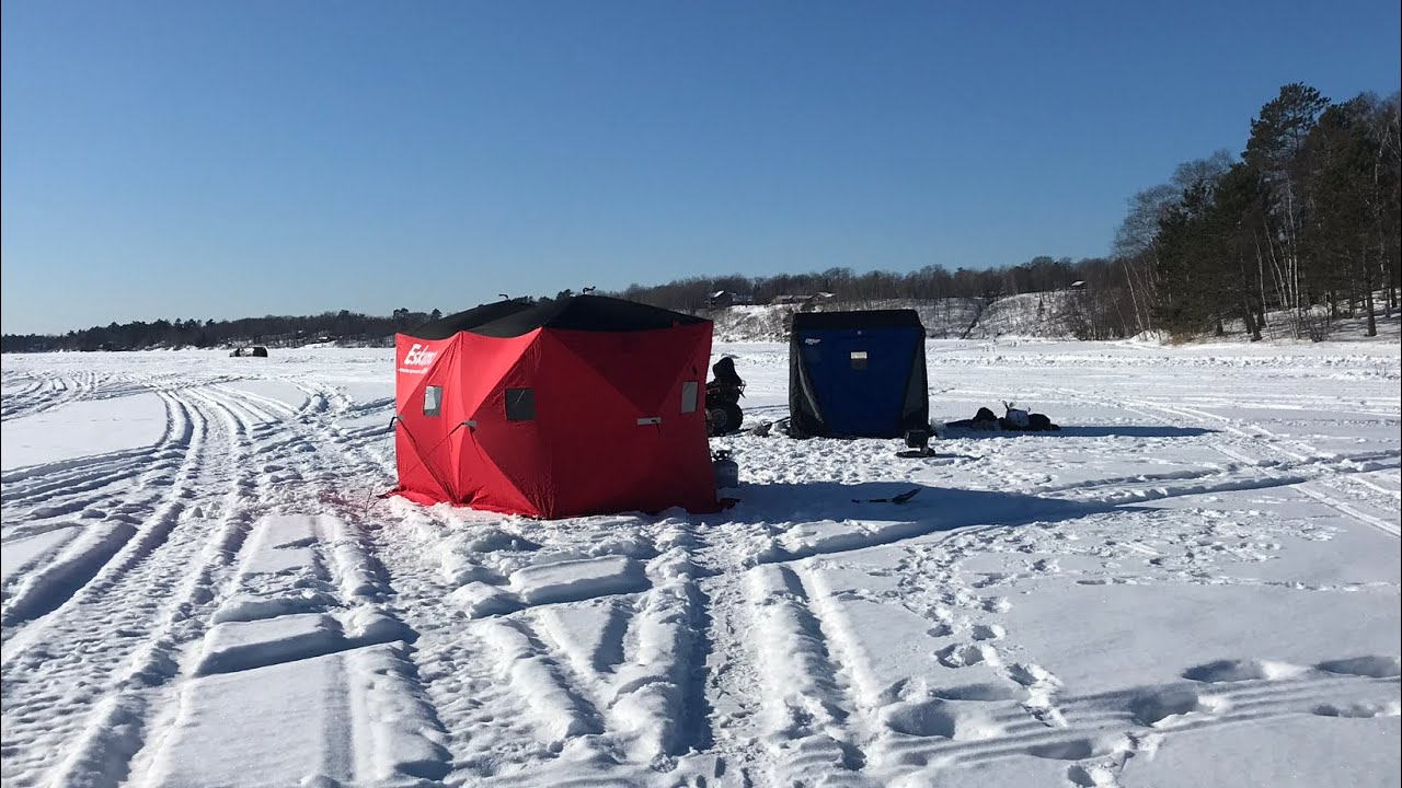 Ice fishing Near Duluth Minnesota