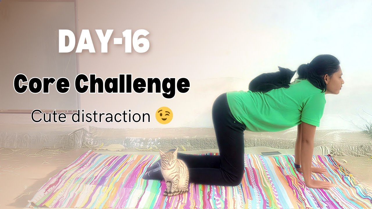 Day-16/90 days challenge 🔥 ( abs&core workout) with cute distraction 😉 #homeworkout #viralvideos 