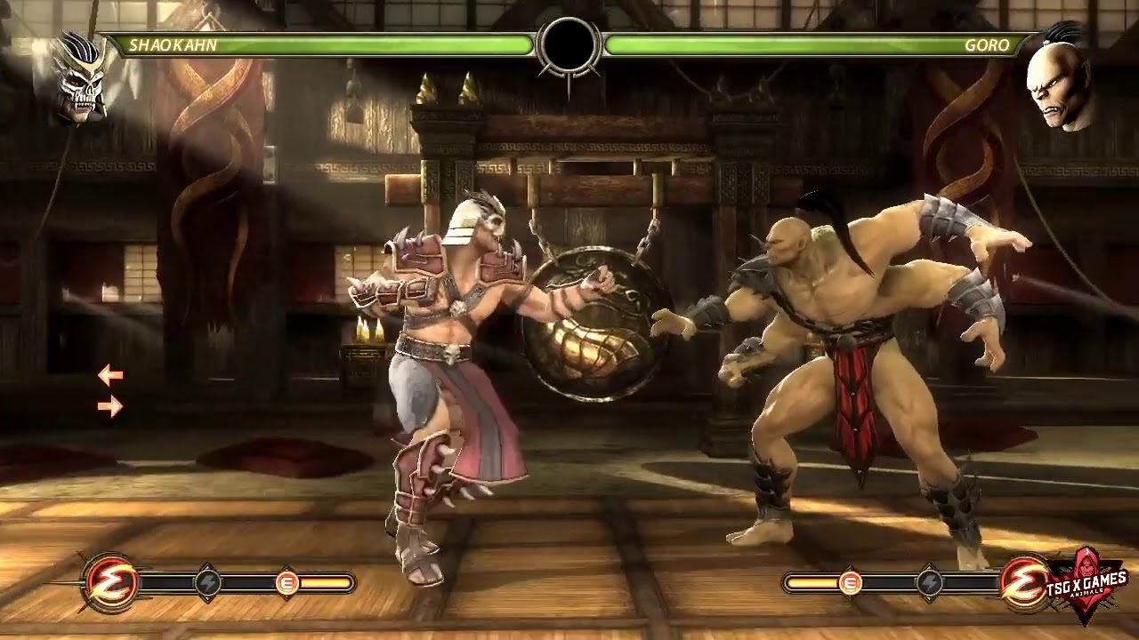 Mortal Kombat 9 Shao Kahn Shoulder charge Combo on Goro PC