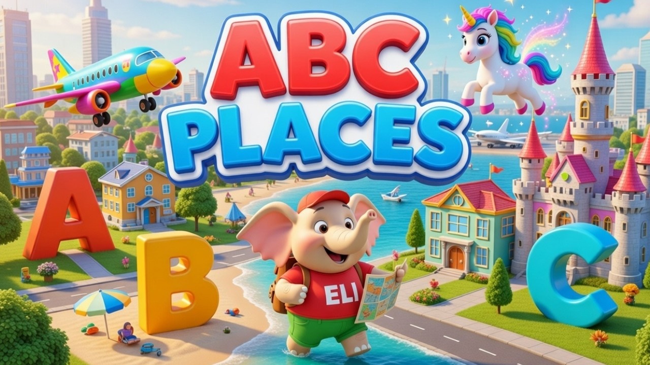 ABC Places Around Us | Learn A to Z Places for Kids | Elephant ELI & Unicorn | ABC Spotlight