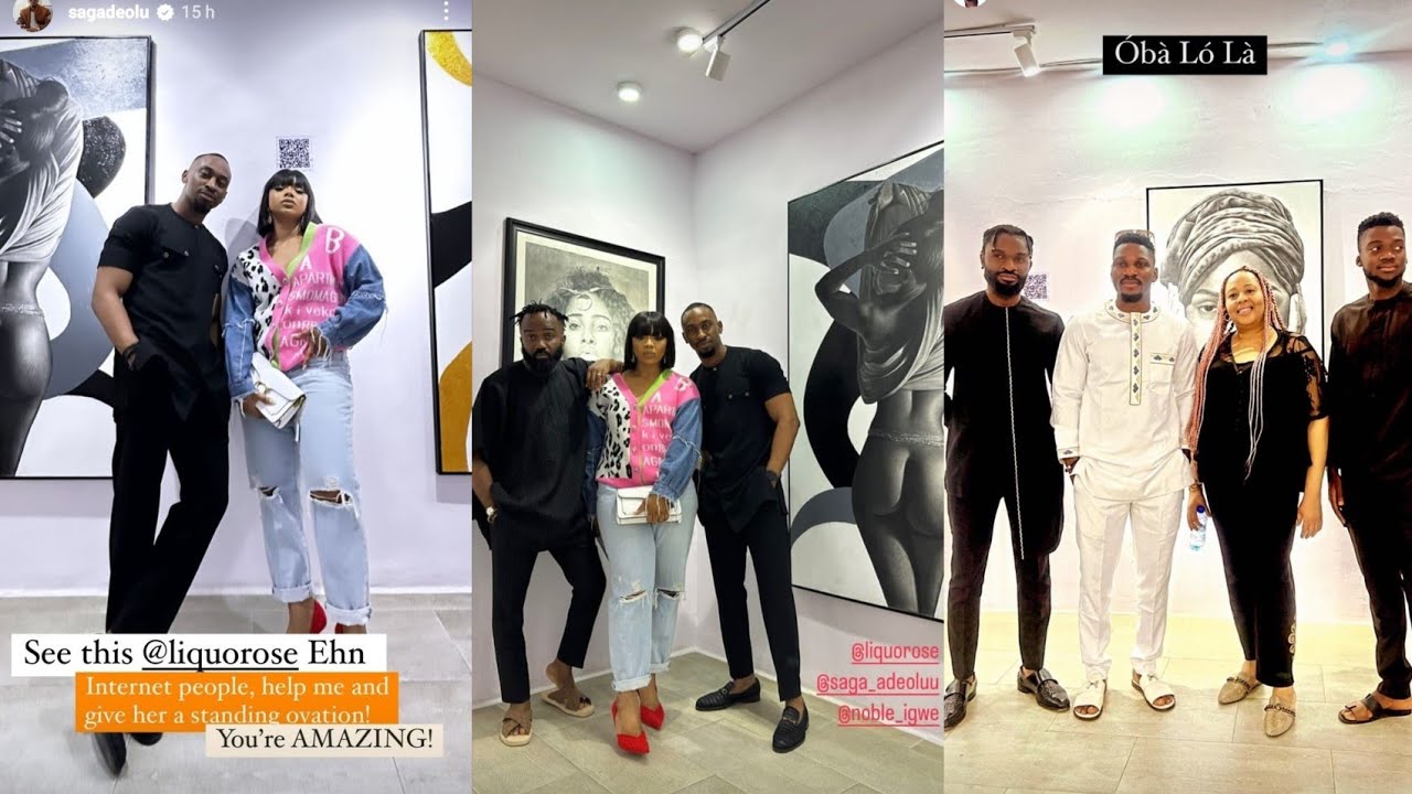 LiquoRose, Tobi Bakre ,Noble Igwe and others, visit Saga's Art studio on his 30th birthday.