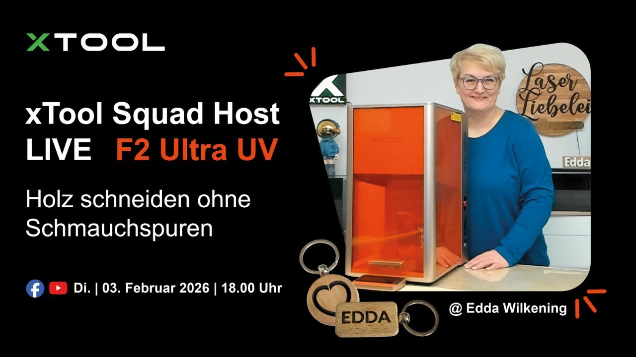 xTool LIVE - F2 Ultra UV - Holzschnitt ohne Schmauchspuren