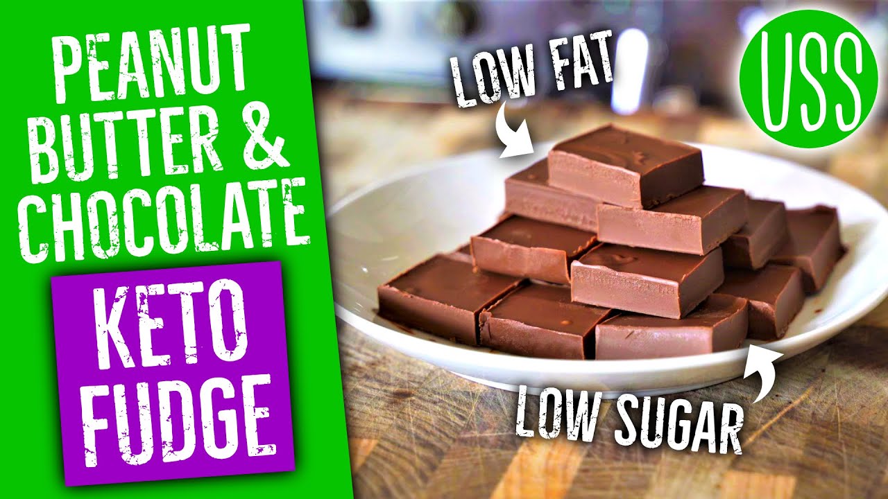 2 Ingredients Sugar-Free Chocolate & Peanut Butter Keto Fudge