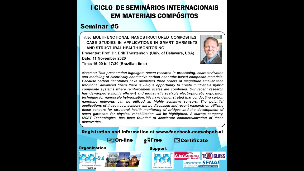 Webinar: Multifunctional Nanostructured Composites Case studies in Applications in Smart Garments...