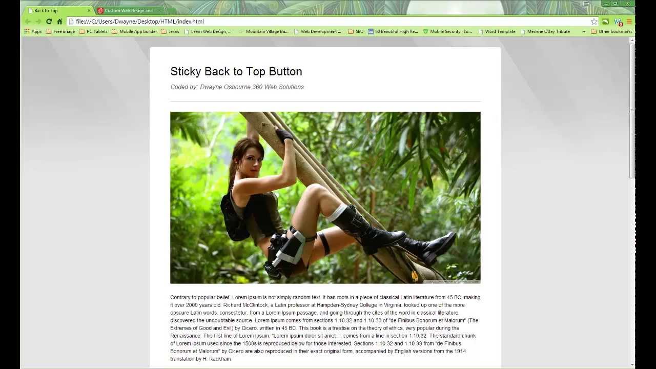 How to create a back top top button and web template
