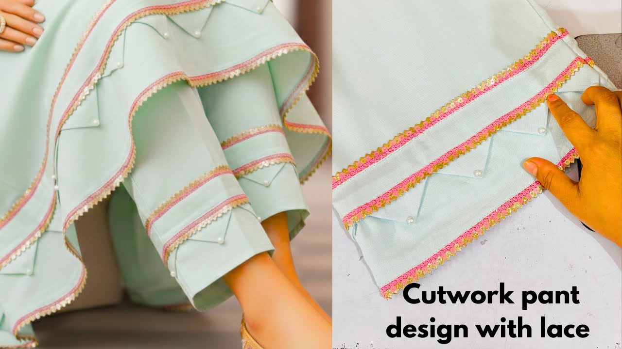 Triangle cutwork trouser design|| Cutwork trouser design with lace|| New Palazzo Pant design 2026