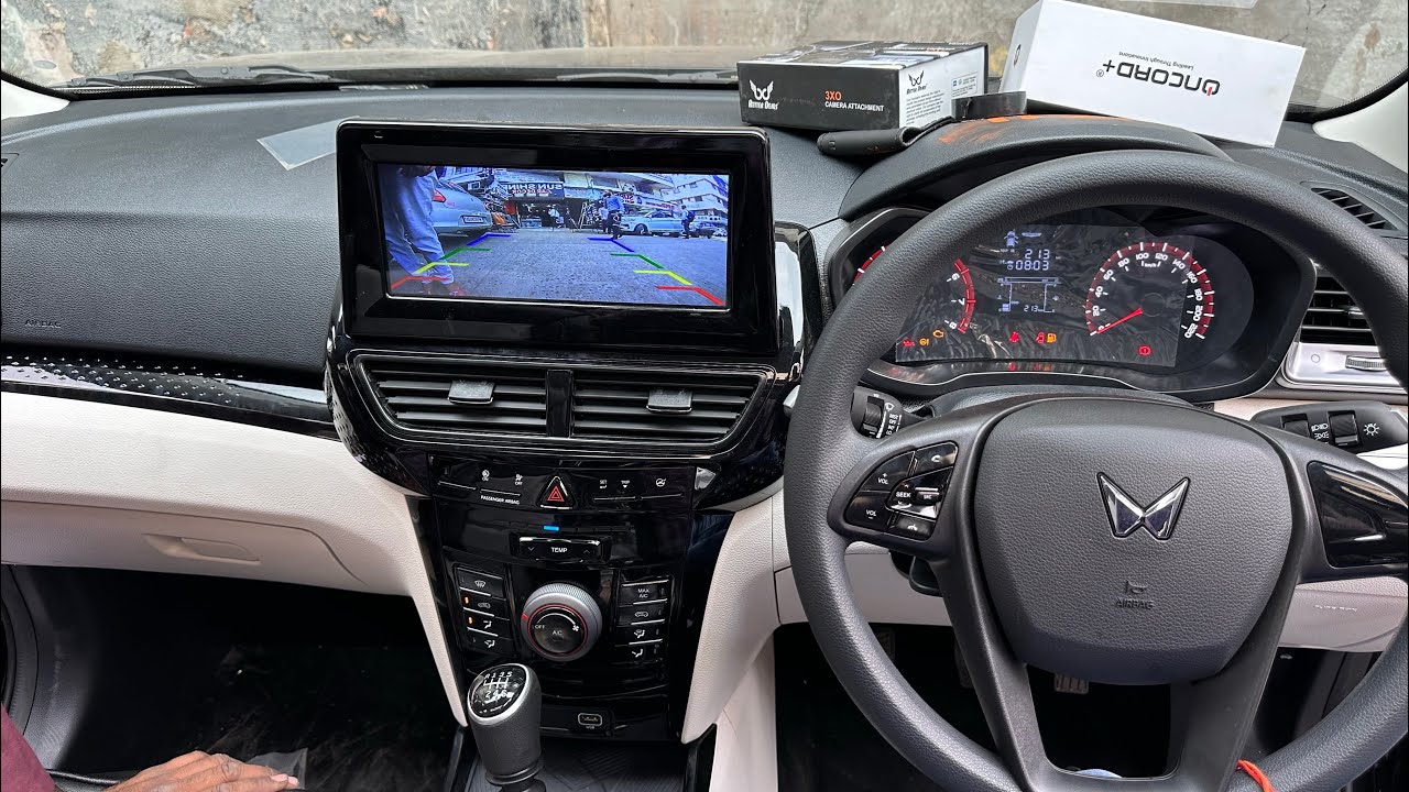Mahindra XUV 3XO without wiring cutting installation, AHD 120 wide angle camera