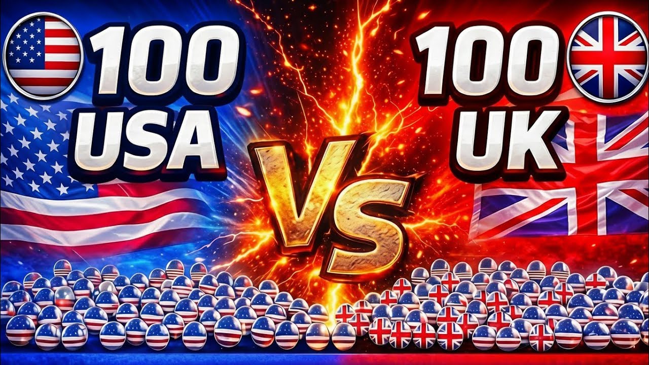 100 USA vs 100 UK - Epic Marble Elimination Race! 🇺🇸 vs 🇬🇧