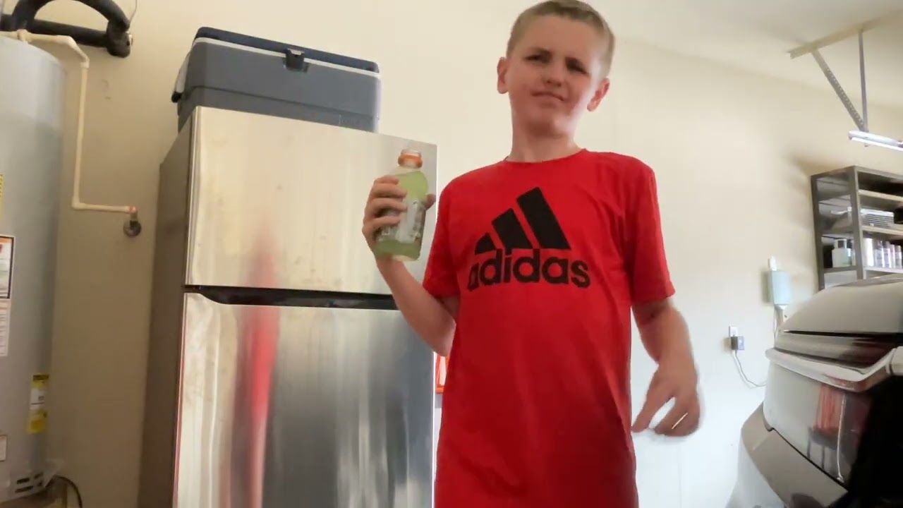 Trying the lime cucumber, Gatorade for the first time