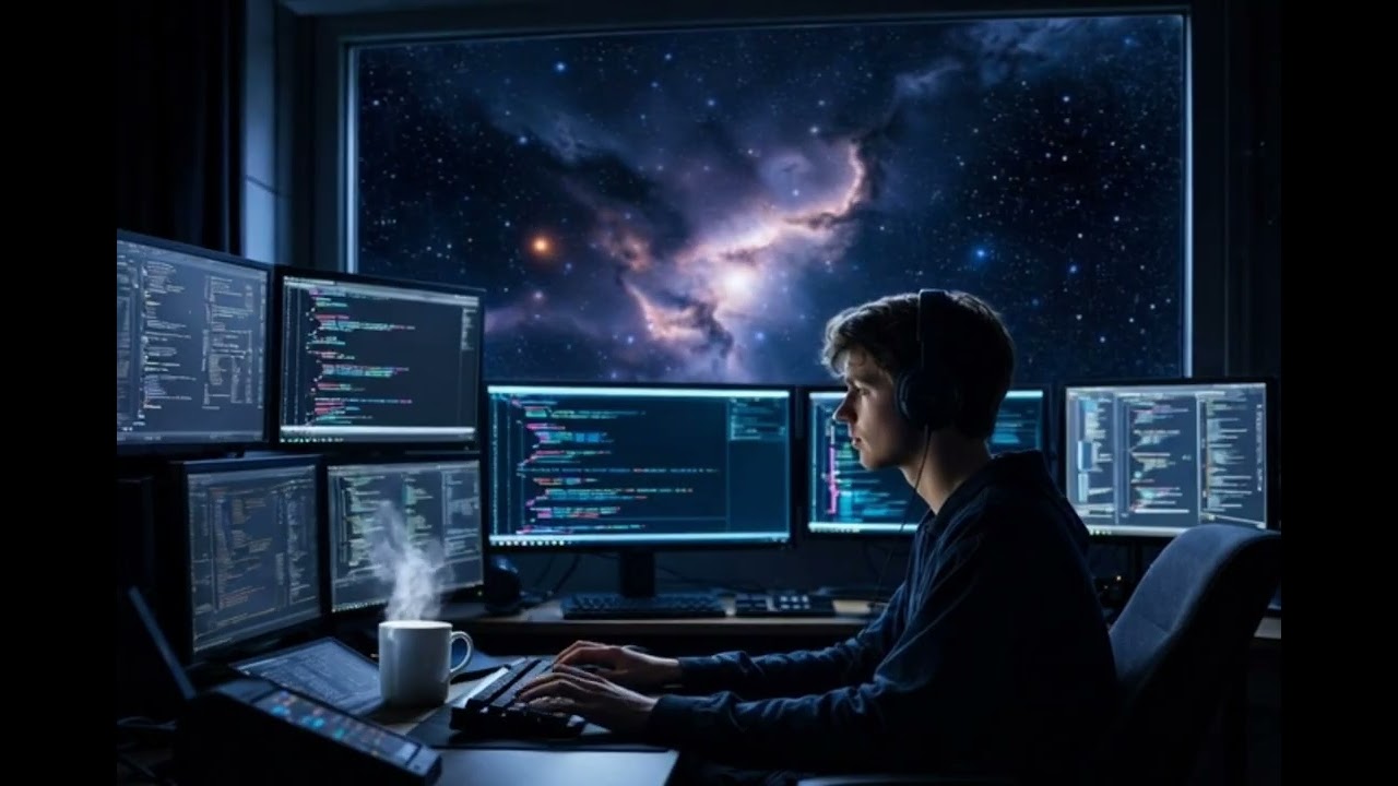 Deep Focus Coding | Keyboard Sounds | Space Lofi Study Room (1 Hour)