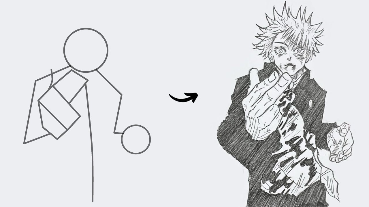 How to draw Gojo Satoru using Red | Full Body | Easy step by step