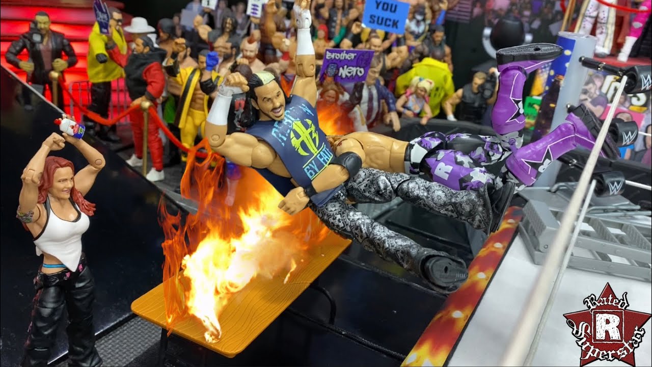 EDGE Spears Through FLAMING TABLE 🔥😱 || WWE Action Figures