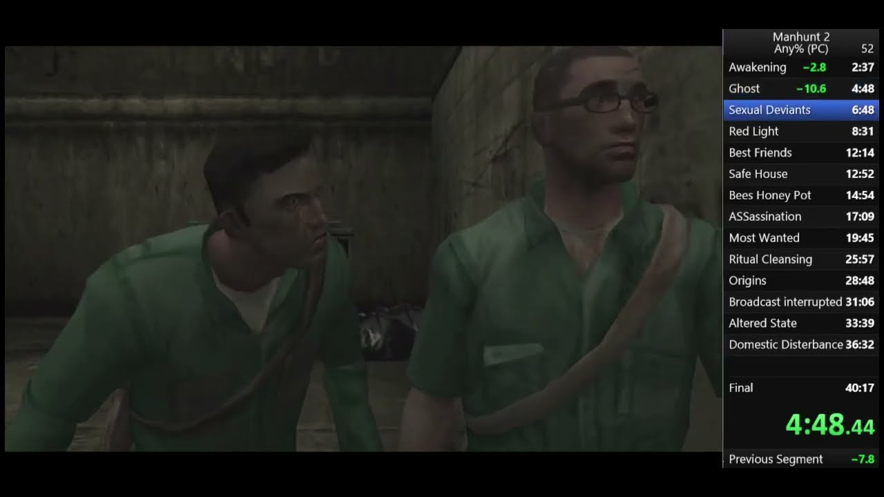 (WR) Manhunt 2 Any%(sane) speedrun (No OoB) 39:24
