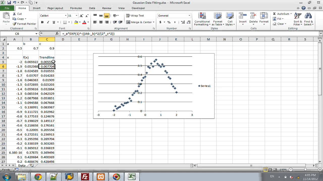 Excel - Fitting Data to Curve