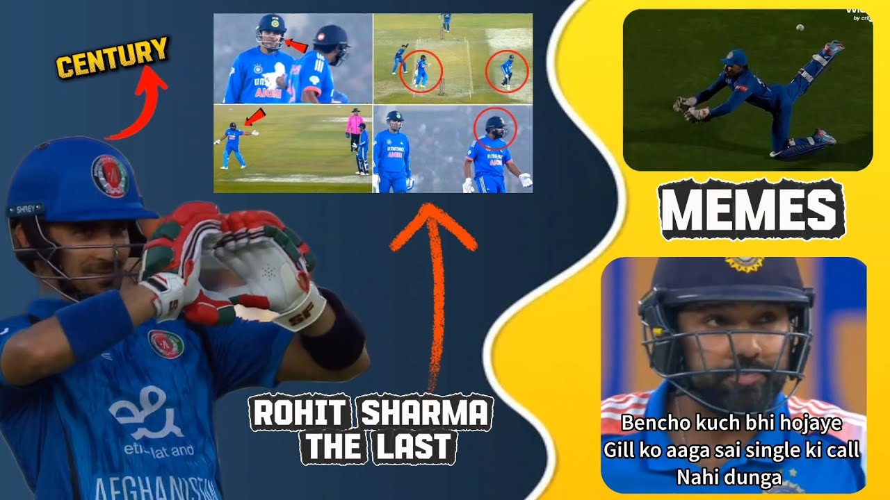 Rohit & Gill Run Out Controversy|| Gurbaz Century|| #indvsafg #match #highlight #memes 
