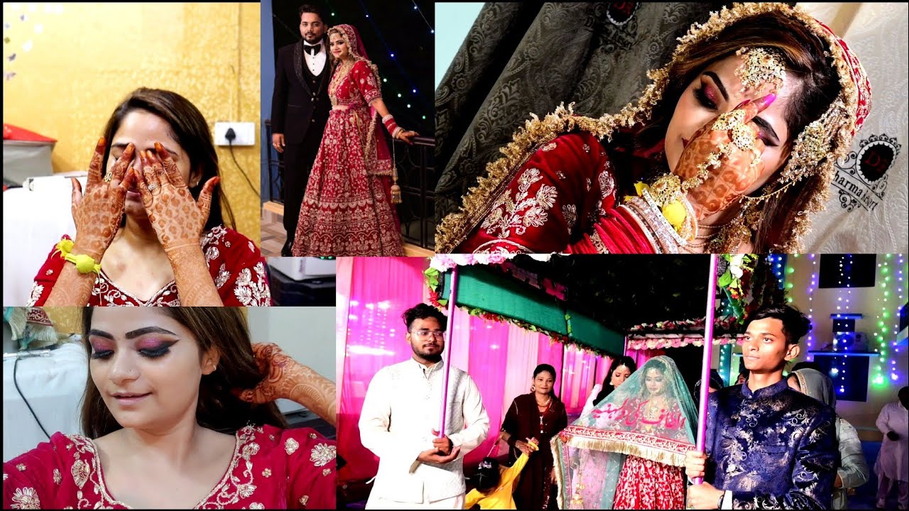 NikAah Bride 💒 My bridal makeup look😘 शादी वाले दिन कैसे रेडी हुई थी, Step by Step tutorial
