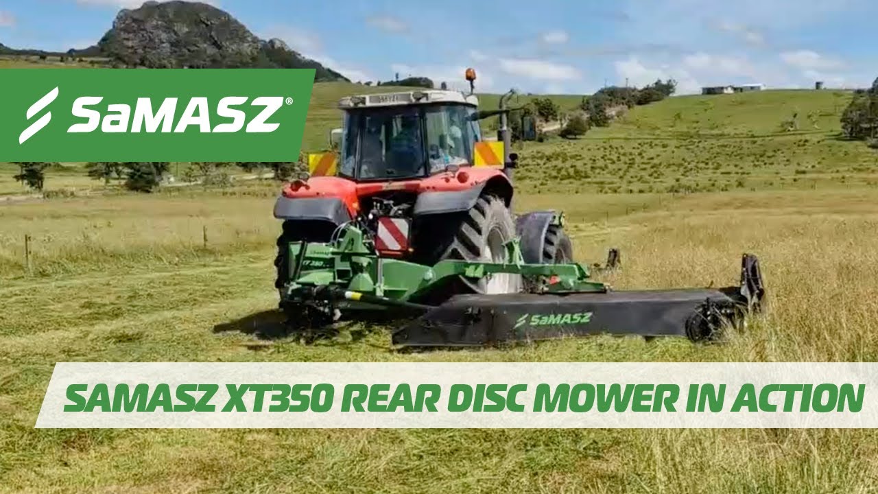 Overview of the ﻿SaMASZ XT350 Rear Disc Mower in action in NZ