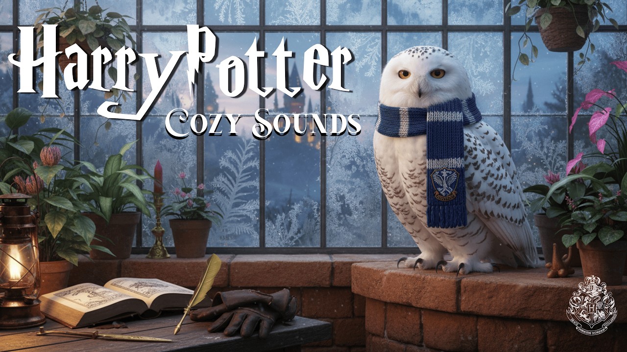 Harry Potter Cozy Sounds ✨ Winter at Ravenclaw Tower | Relaxing Snowy Owl & Magic Library Ambience 🏰