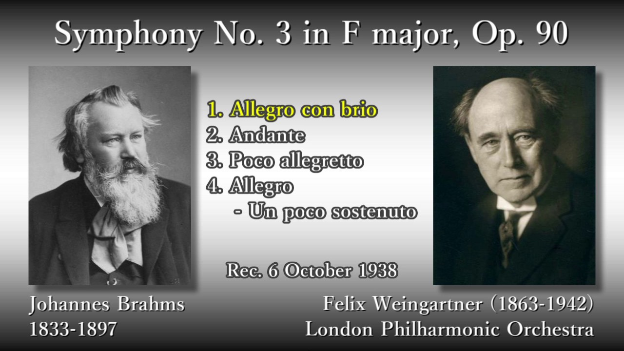 Brahms: Symphony No. 3, Weingartner & LPO (1938) ブラームス 交響曲第3番 ワインガルトナー